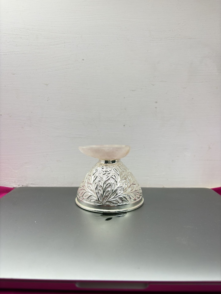 [KDC-POO-0215] Pooja Decor - Dipak /Diya With Rose Quartz